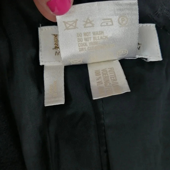 Vintage 80s Escada Black New Wool Longline Button Blazer w Fuzzy Trim GE 38 S/M - Picture 14 of 17